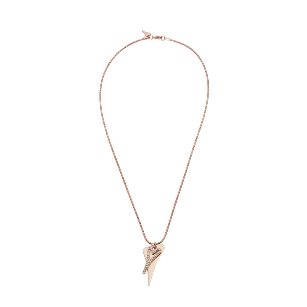 Necklace Rose Gold 70cm chain with solid & hollow heart - ScentiMelti Home Fragrance, Beauty & Gifts UK