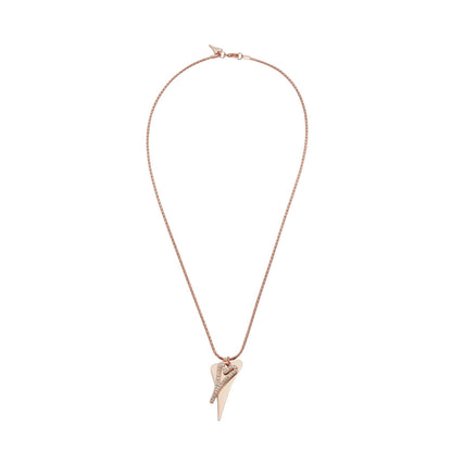 Necklace Rose Gold 70cm chain with solid & hollow heart - ScentiMelti Home Fragrance, Beauty & Gifts UK