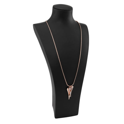 Necklace Rose Gold 70cm chain with solid & hollow heart - ScentiMelti Home Fragrance, Beauty & Gifts UK