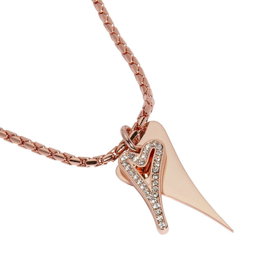 Necklace Rose Gold chain with solid & diamante hearts - ScentiMelti Home Fragrance, Beauty & Gifts UK