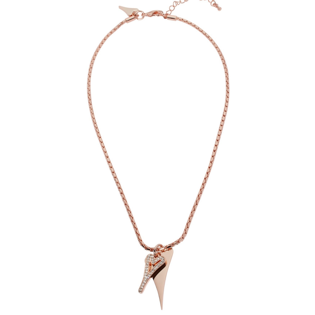 Necklace Rose Gold chain with solid & diamante hearts - ScentiMelti Home Fragrance, Beauty & Gifts UK