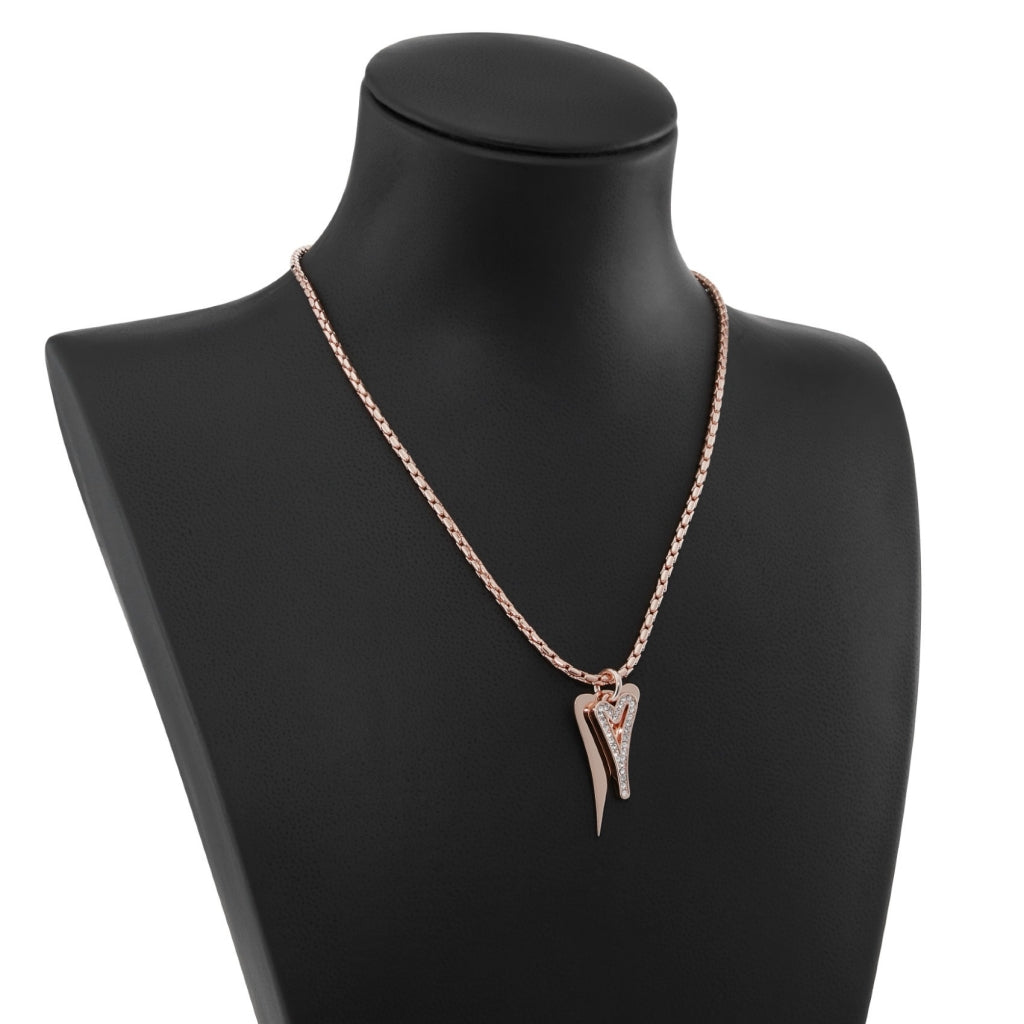 Necklace Rose Gold chain with solid & diamante hearts - ScentiMelti Home Fragrance, Beauty & Gifts UK