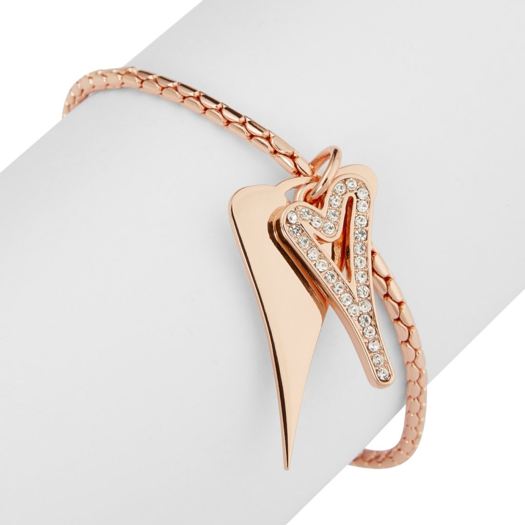 Bracelet Rosegold chain with solid & diamante hearts - ScentiMelti Home Fragrance, Beauty & Gifts UK