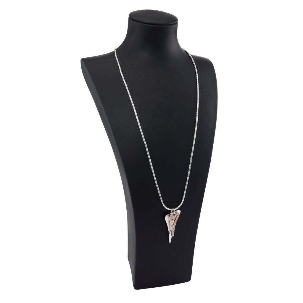 Necklace 2 tone 70cm chain with solid & hollow hearts - ScentiMelti Home Fragrance, Beauty & Gifts UK