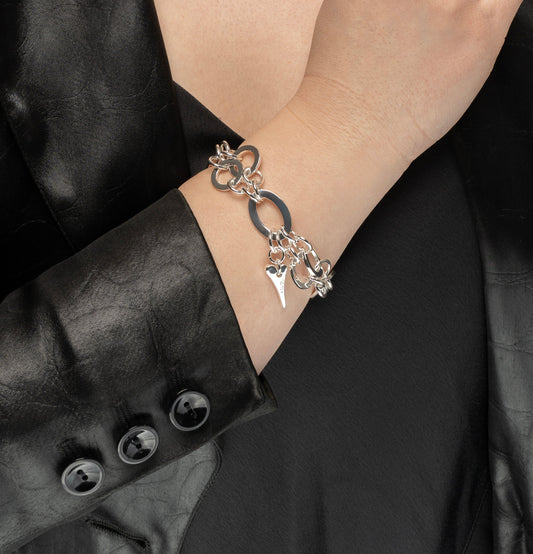 Bracelet Silver Multi links chain with Solid Heart - ScentiMelti Home Fragrance, Beauty & Gifts UK