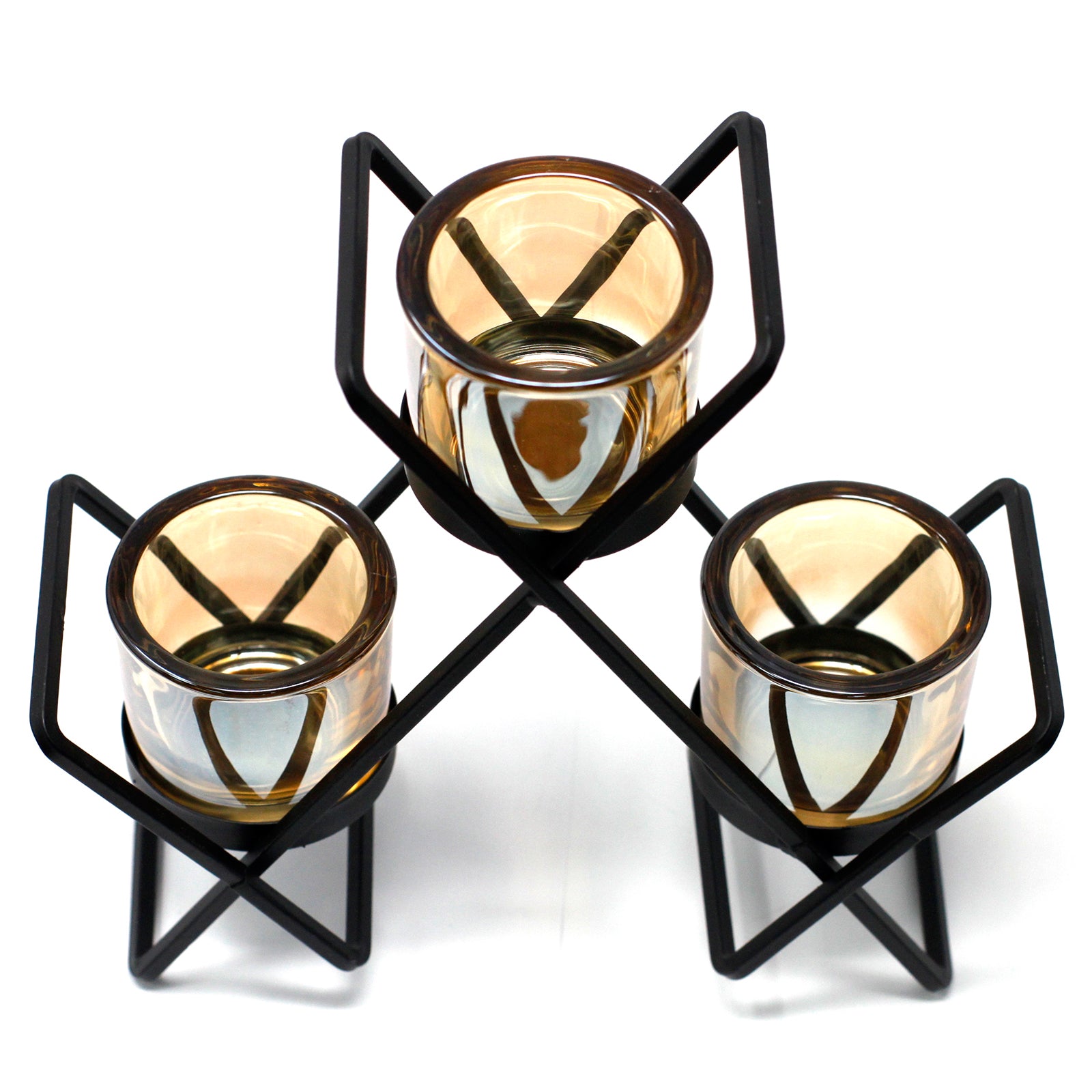 Centrepiece Iron Votive Candle Holder - 3 Cup Triangle - ScentiMelti  Centrepiece Iron Votive Candle Holder - 3 Cup Triangle