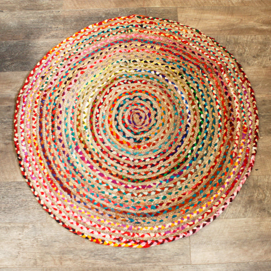 Round Jute and Recycled Cotton Rug - 120 cm - ScentiMelti Home Fragrance, Beauty & Gifts UK