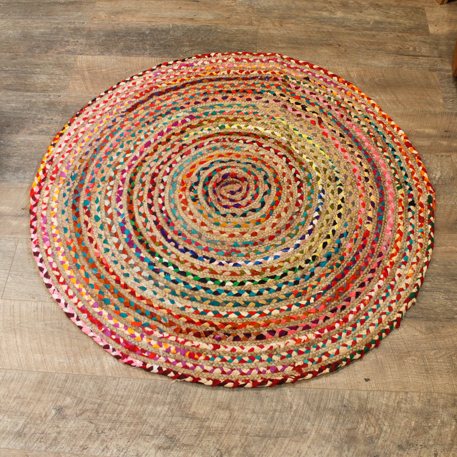 Round Jute and Recycled Cotton Rug - 120 cm - ScentiMelti Home Fragrance, Beauty & Gifts UK