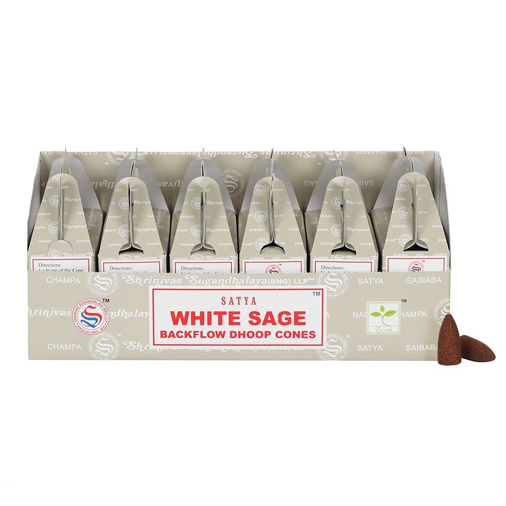 Satya Backflow Dhoop Cones - White Sage (24pcs) - ScentiMelti  Satya Backflow Dhoop Cones - White Sage (24pcs)