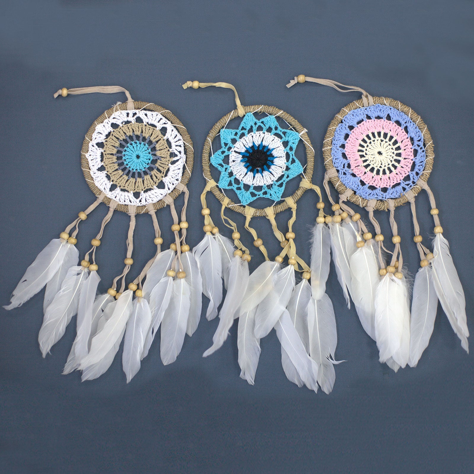 Pastel Blue Macramé Dream Catcher 12cm (assorted colours) - ScentiMelti  Pastel Blue Macramé Dream Catcher 12cm (assorted colours)