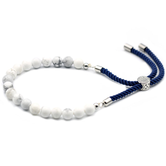 925 Silver Plated Gemstone Navy String Bracelet - White Howlite - ScentiMelti  925 Silver Plated Gemstone Navy String Bracelet - White Howlite