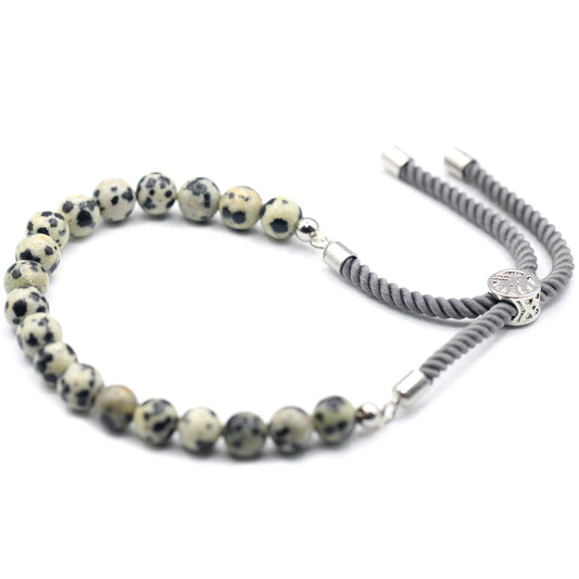 925 Silver Plated Gemstone Charcoal String Bracelet - Dalmatian Jasper - ScentiMelti  925 Silver Plated Gemstone Charcoal String Bracelet - Dalmatian Jasper