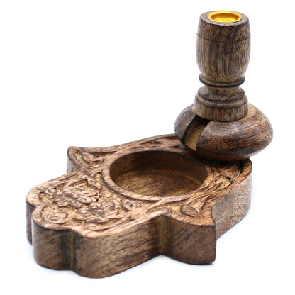 Sm Mango Wood Backflow Burner - Hamsa - ScentiMelti  Sm Mango Wood Backflow Burner - Hamsa