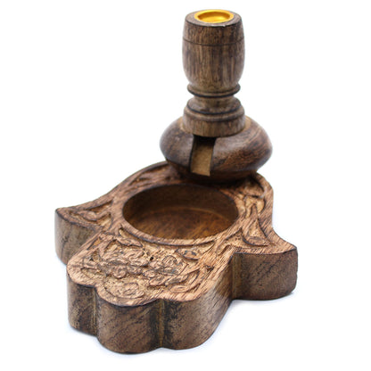 Sm Mango Wood Backflow Burner - Hamsa - ScentiMelti  Sm Mango Wood Backflow Burner - Hamsa