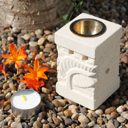 Stone Oil Burner - Carved Leaf - ScentiMelti  Stone Oil Burner - Carved Leaf