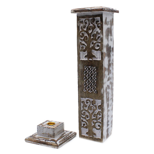 White Washed Incense Holder - Smoke Tower - ScentiMelti  White Washed Incense Holder - Smoke Tower