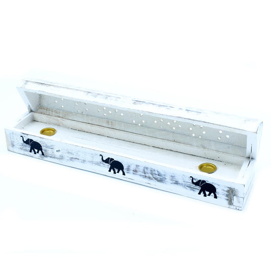 White Washed Incense Holder - Smoke Box - ScentiMelti  White Washed Incense Holder - Smoke Box