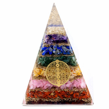 Orgonite Pyramid - Seven Chakra Flower of Life - 70 mm - ScentiMelti  Orgonite Pyramid - Seven Chakra Flower of Life - 70 mm