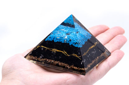 Orgonite Pyramid - Turqoise and Black Tourmaline - 70 mm - ScentiMelti  Orgonite Pyramid - Turqoise and Black Tourmaline - 70 mm