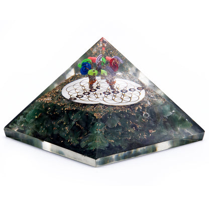 Orgonite Pyramid - Green Acewnturine nd Flower of Life - 70 mm - ScentiMelti  Orgonite Pyramid - Green Acewnturine nd Flower of Life - 70 mm