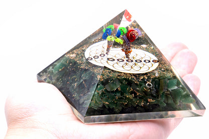 Orgonite Pyramid - Green Acewnturine nd Flower of Life - 70 mm - ScentiMelti  Orgonite Pyramid - Green Acewnturine nd Flower of Life - 70 mm