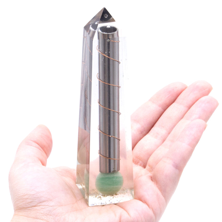 Orgonite Obelisk Power Point Green Aventurine - 110x30 mm - ScentiMelti  Orgonite Obelisk Power Point Green Aventurine - 110x30 mm