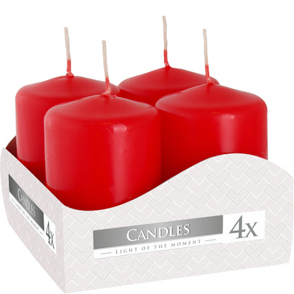 Set of 4 Pillar Candles  40x60mm - Red - ScentiMelti  Set of 4 Pillar Candles  40x60mm - Red