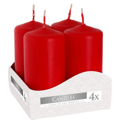 Set of 4 Pillar Candles  40x80mm - Red - ScentiMelti  Set of 4 Pillar Candles  40x80mm - Red