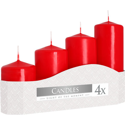 Set of 4 Pillar Candles  50mm (11/16/22/33H) - Red - ScentiMelti  Set of 4 Pillar Candles  50mm (11/16/22/33H) - Red