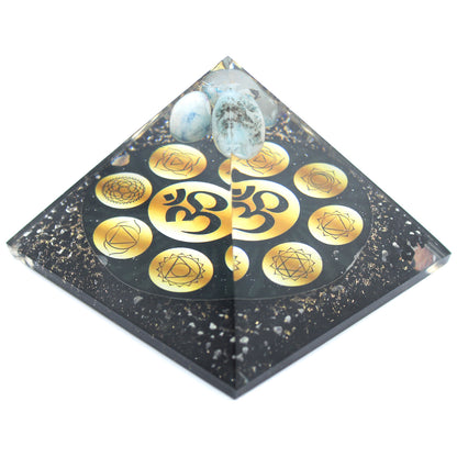 Orgonite Pyramid - Midnight Om Chakra - 90mm - ScentiMelti  Orgonite Pyramid - Midnight Om Chakra - 90mm