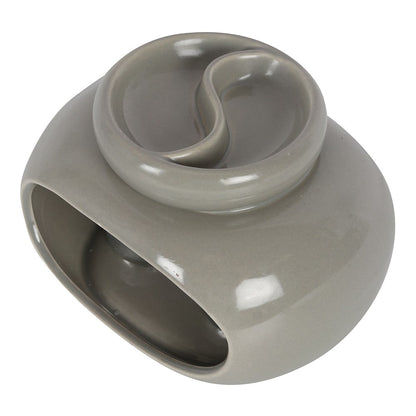 Grey Double Ceramic Oil Burner - ScentiMelti  Grey Double Ceramic Oil Burner