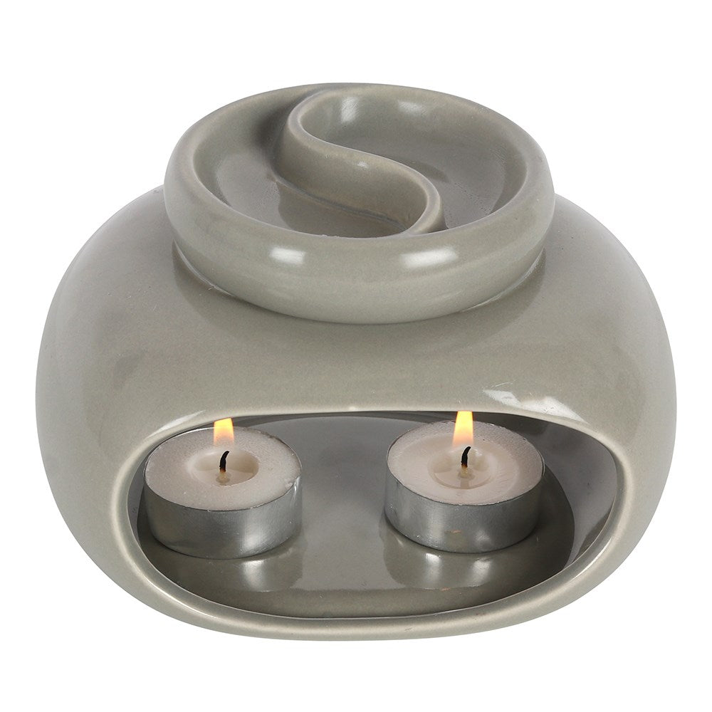 Grey Double Ceramic Oil Burner - ScentiMelti  Grey Double Ceramic Oil Burner