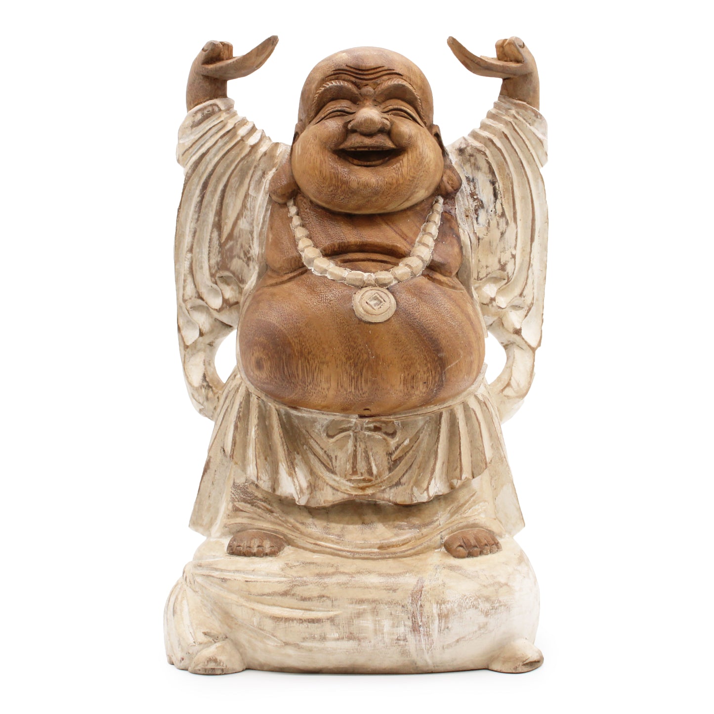 Happy Buddha Hands Up - Whitewash 40cm - ScentiMelti  Happy Buddha Hands Up - Whitewash 40cm