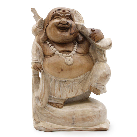 Happy Buddha Bring Wood - Whitewash 30cm - ScentiMelti  Happy Buddha Bring Wood - Whitewash 30cm