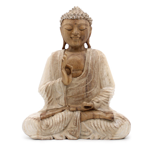 Buddha Statue Whitewash - 30cm Teaching Transmission - ScentiMelti  Buddha Statue Whitewash - 30cm Teaching Transmission