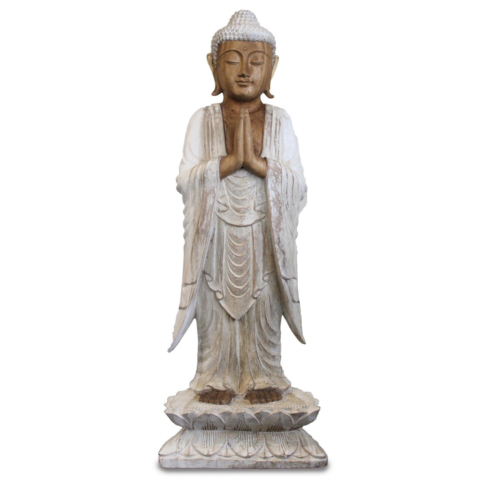 Buddha Statue Standing - Whitewash - 1m Welcome - ScentiMelti  Buddha Statue Standing - Whitewash - 1m Welcome