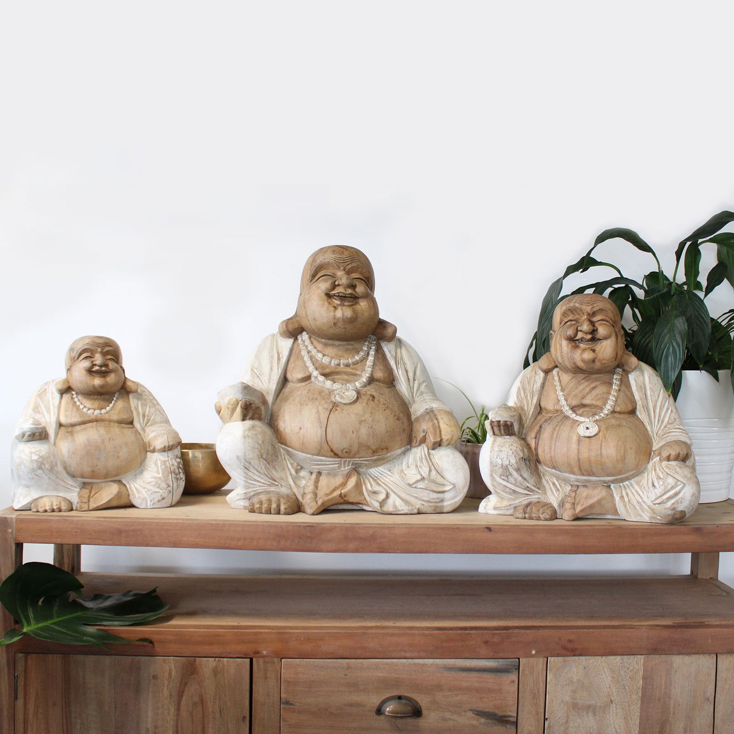 Happy Buddha - Whitewash 50cm - ScentiMelti  Happy Buddha - Whitewash 50cm