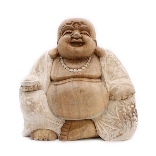 Happy Buddha - Whitewash 30cm - ScentiMelti  Happy Buddha - Whitewash 30cm