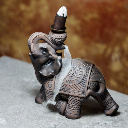 Wood Effect Elephant Backflow Incense Burner - ScentiMelti  Wood Effect Elephant Backflow Incense Burner