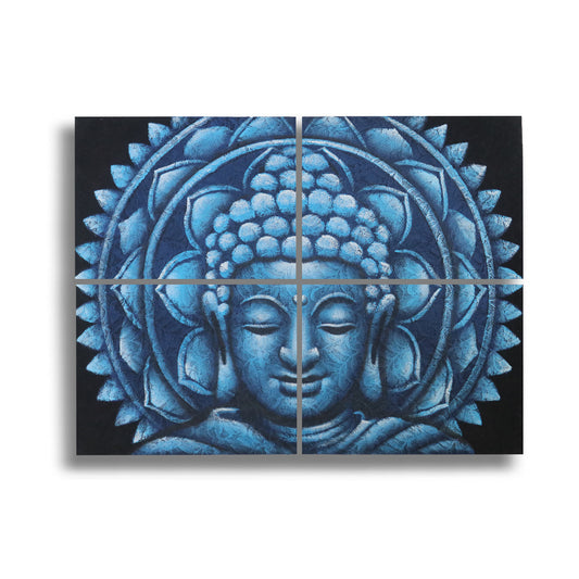 Set of 4 Blue Buddha Mandala Brocade Detail 30x40cm - ScentiMelti  Set of 4 Blue Buddha Mandala Brocade Detail 30x40cm