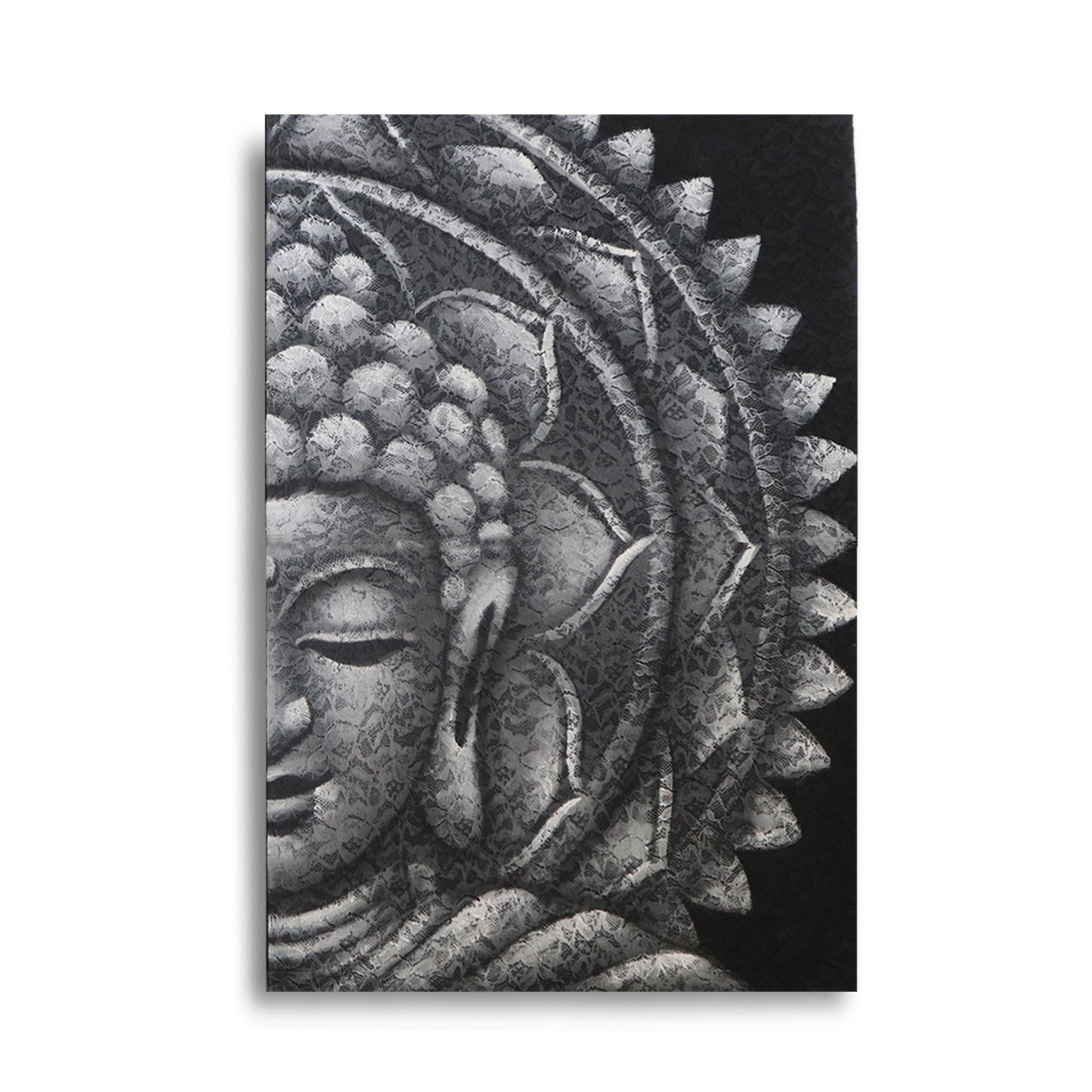 Grey Half Buddha Mandala 60x80cm - ScentiMelti  Grey Half Buddha Mandala 60x80cm