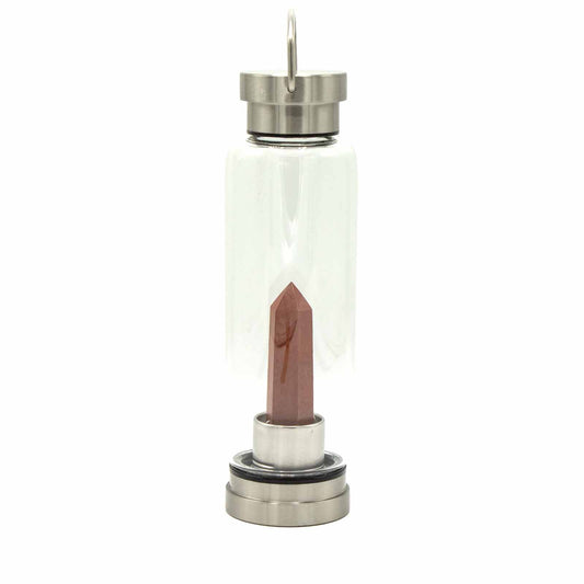 Crystal Infused Glass Water Bottle - Invigorating Red Jasper - Obelisk - ScentiMelti  Crystal Infused Glass Water Bottle - Invigorating Red Jasper - Obelisk