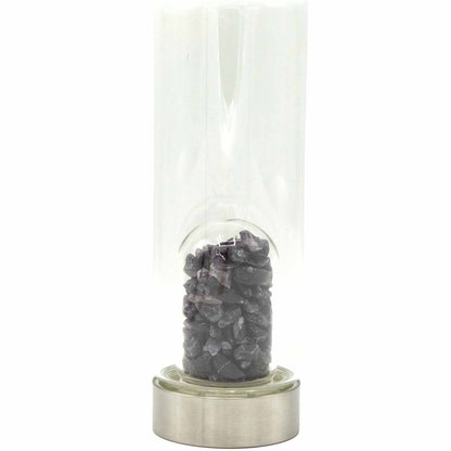 Crystal Infused Glass Water Bottle - Relaxing Amethyst - Chips - ScentiMelti  Crystal Infused Glass Water Bottle - Relaxing Amethyst - Chips