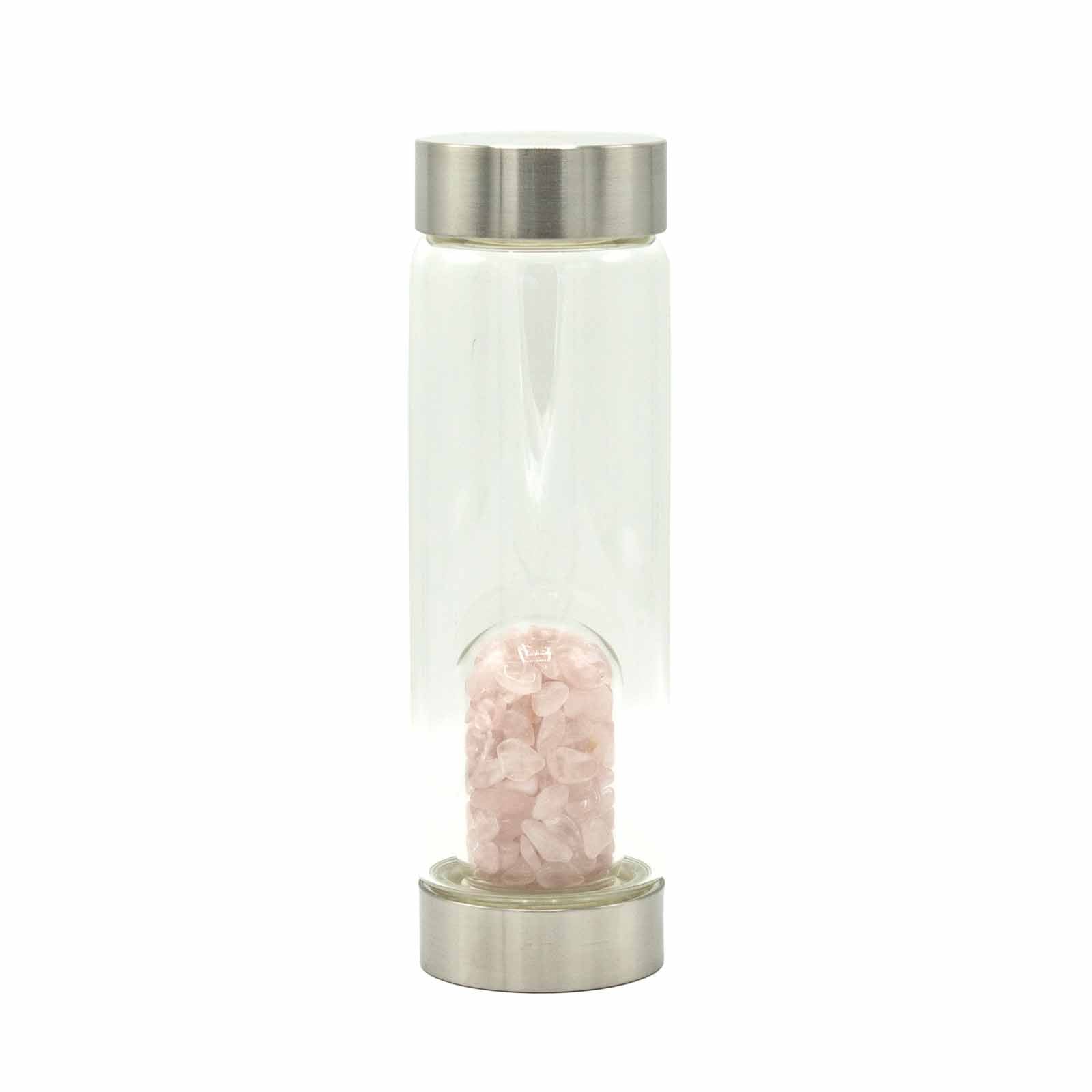 Crystal Infused Glass Water Bottle - Rejuvenating Rose Quartz - Chips - ScentiMelti  Crystal Infused Glass Water Bottle - Rejuvenating Rose Quartz - Chips