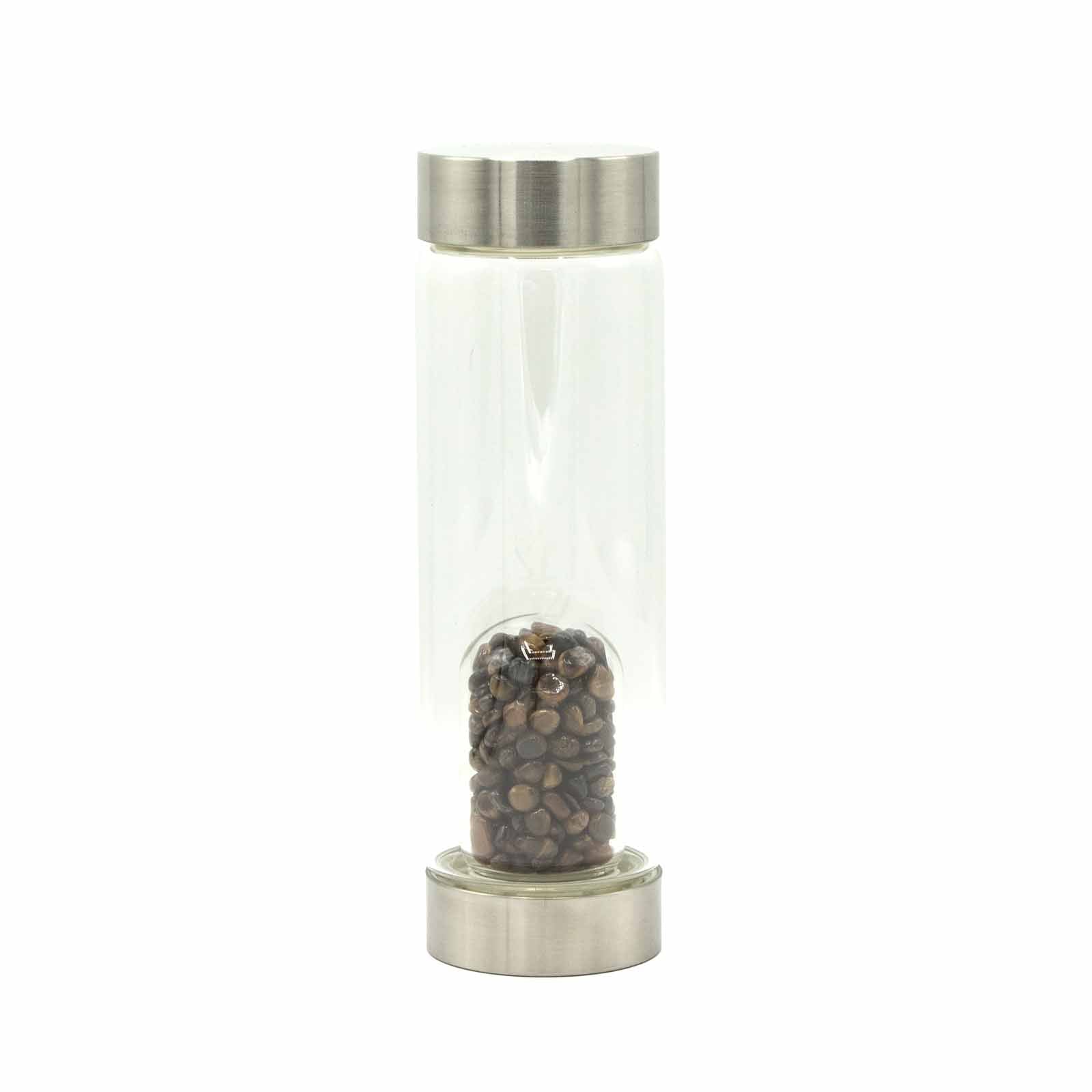 Crystal Infused Glass Water Bottle - Determined Tiger's Eye - Chips - ScentiMelti  Crystal Infused Glass Water Bottle - Determined Tiger's Eye - Chips