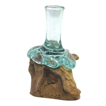 Molton Glass Small Flower Vase on Wood - ScentiMelti  Molton Glass Small Flower Vase on Wood