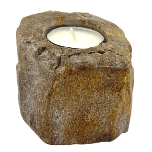 Petrified Wood Candle Holder - Single Low - ScentiMelti  Petrified Wood Candle Holder - Single Low