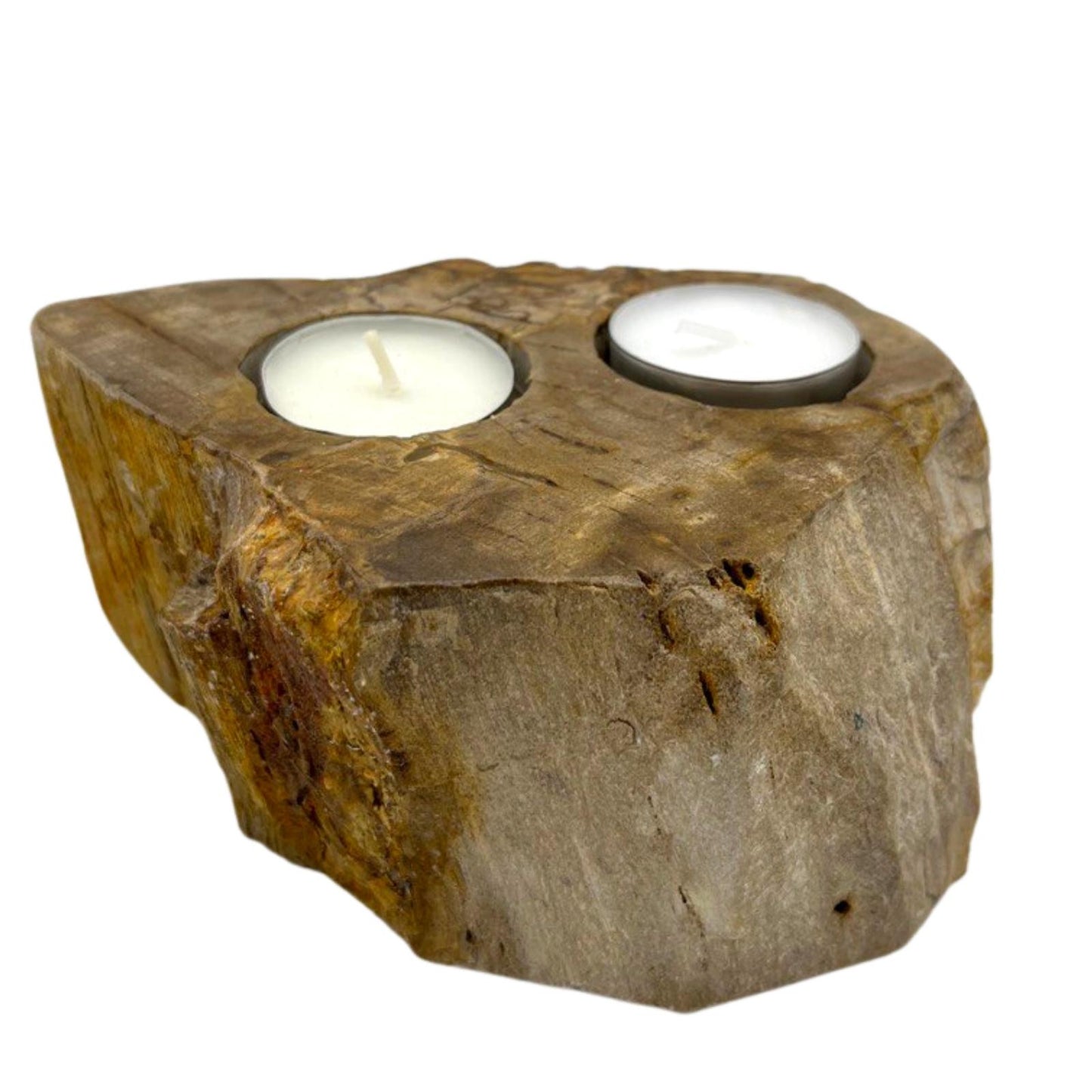 Petrified Wood Candle Holder - Double - ScentiMelti  Petrified Wood Candle Holder - Double