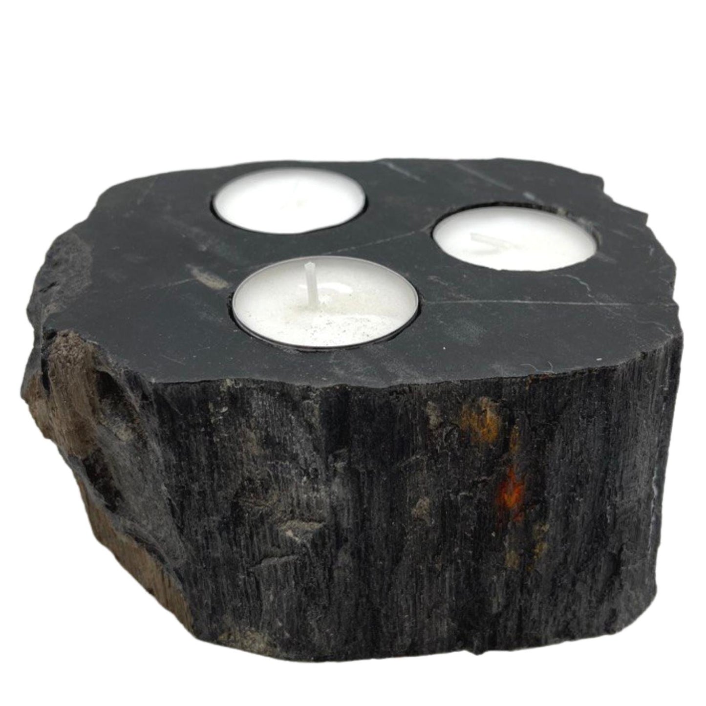 Petrified Wood Candle Holder - Triple - ScentiMelti  Petrified Wood Candle Holder - Triple