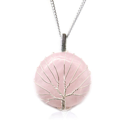 Tree of Life Gemstone Necklace - Rose Quartz - ScentiMelti  Tree of Life Gemstone Necklace - Rose Quartz